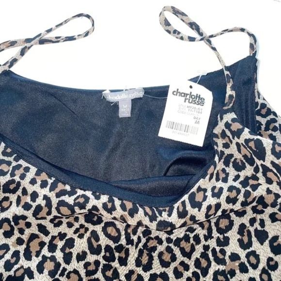 Charlotte Russe | NWT Y2K Made In USA Leopard Print Ruffle Crop Top | Size M - Picture 7 of 9